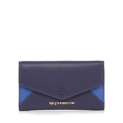 Navy leather colour block purse